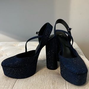 Zara blue sparkle platform heels!